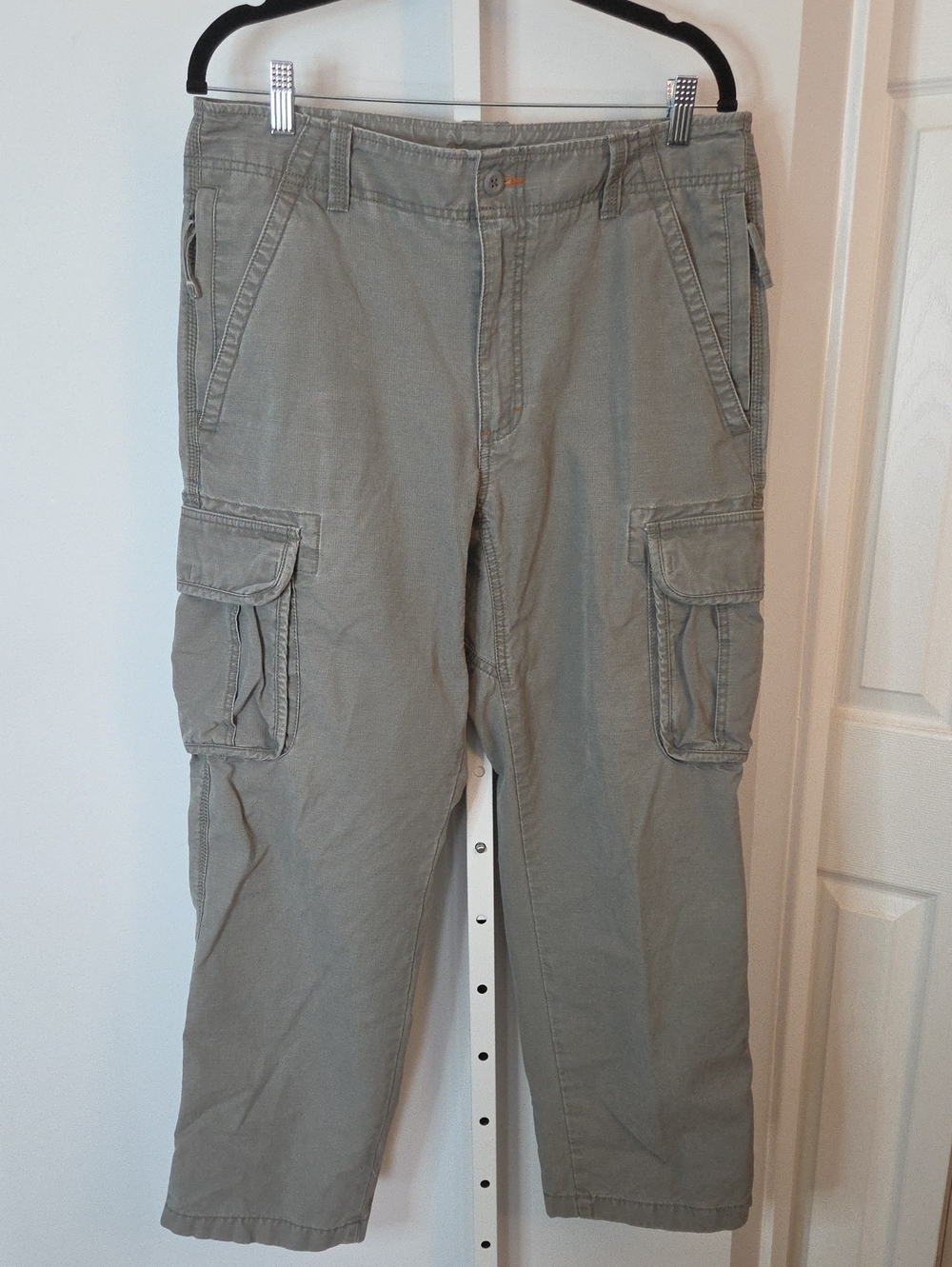 Vintage L.L. Bean Men's 34x30 Green Canvas Cargo Pants Y2K Outdoor Workwear